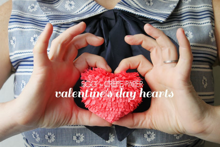 DIY Egg and Crepe Paper Valentine's Day Hearts