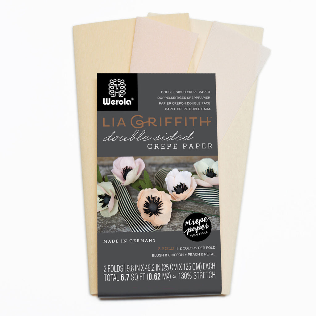 Lia Griffith Extra Fine Crepe Paper - Double Sided 2 Count - Blush Chiffon + Petal & Peach