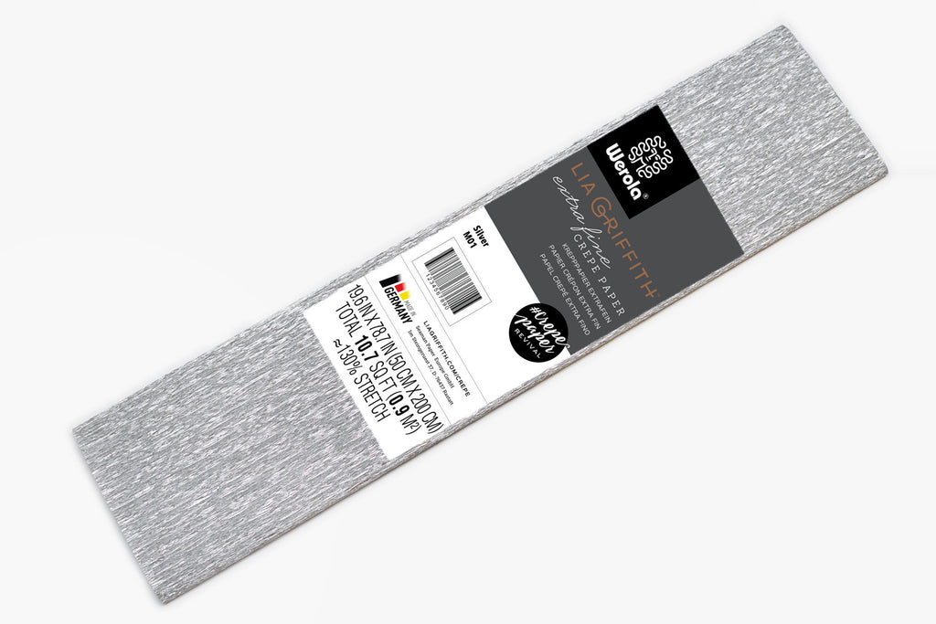 Lia Griffith Metallic Crepe Paper Folds Extra Fine - Silver