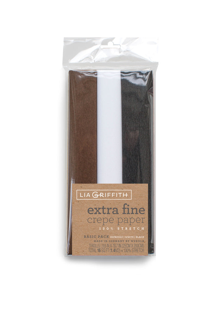 Lia Griffith Crepe Paper Folds Extra Fine - Espresso, White, Black - 3 pack Assortment